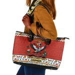 Uganda Christmas Crested Crane Leather Tote Bag Ugandan Kob - Map Flag - Ssekukkulu Ennungi - Ugly Pixel Art