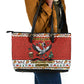 Uganda Christmas Crested Crane Leather Tote Bag Ugandan Kob - Map Flag - Ssekukkulu Ennungi - Ugly Pixel Art