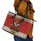 Uganda Christmas Crested Crane Leather Tote Bag Ugandan Kob - Map Flag - Ssekukkulu Ennungi - Ugly Pixel Art