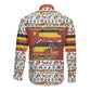 Uganda Christmas Crested Crane Long Sleeve Button Shirt Ugandan Kob - Map Flag - Ssekukkulu Ennungi - Ugly Pixel Art