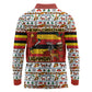 Uganda Christmas Crested Crane Long Sleeve Polo Shirt Ugandan Kob - Map Flag - Ssekukkulu Ennungi - Ugly Pixel Art