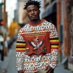 Uganda Christmas Crested Crane Long Sleeve Shirt Ugandan Kob - Map Flag - Ssekukkulu Ennungi - Ugly Pixel Art