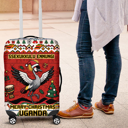 Uganda Christmas Crested Crane Luggage Cover Ugandan Kob - Map Flag - Ssekukkulu Ennungi - Ugly Pixel Art