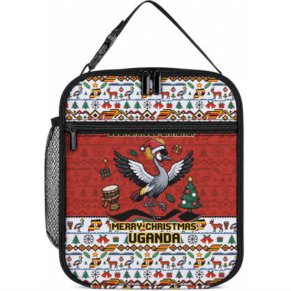 Uganda Christmas Crested Crane Lunch Bag Ugandan Kob - Map Flag - Ssekukkulu Ennungi - Ugly Pixel Art
