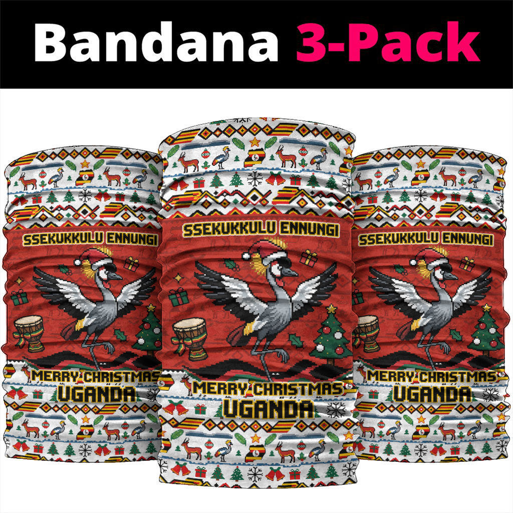 Uganda Christmas Crested Crane Neck Gaiter Ugandan Kob - Map Flag - Ssekukkulu Ennungi - Ugly Pixel Art