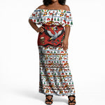 Uganda Christmas Crested Crane Off Shoulder Maxi Dress Ugandan Kob - Map Flag - Ssekukkulu Ennungi - Ugly Pixel Art