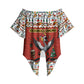 Uganda Christmas Crested Crane Off Shoulder Wrap Waist Top Ugandan Kob - Map Flag - Ssekukkulu Ennungi - Ugly Pixel Art