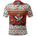 Uganda Christmas Crested Crane Polo Shirt Ugandan Kob - Map Flag - Ssekukkulu Ennungi - Ugly Pixel Art