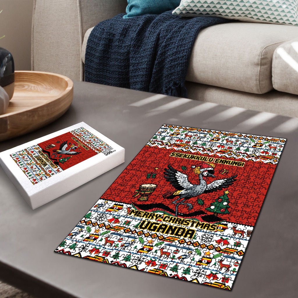 Uganda Christmas Crested Crane Puzzle Ugandan Kob - Map Flag - Ssekukkulu Ennungi - Ugly Pixel Art