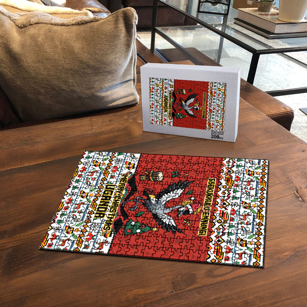 Uganda Christmas Crested Crane Puzzle Ugandan Kob - Map Flag - Ssekukkulu Ennungi - Ugly Pixel Art