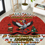 Uganda Christmas Crested Crane Round Carpet Ugandan Kob - Map Flag - Ssekukkulu Ennungi - Ugly Pixel Art