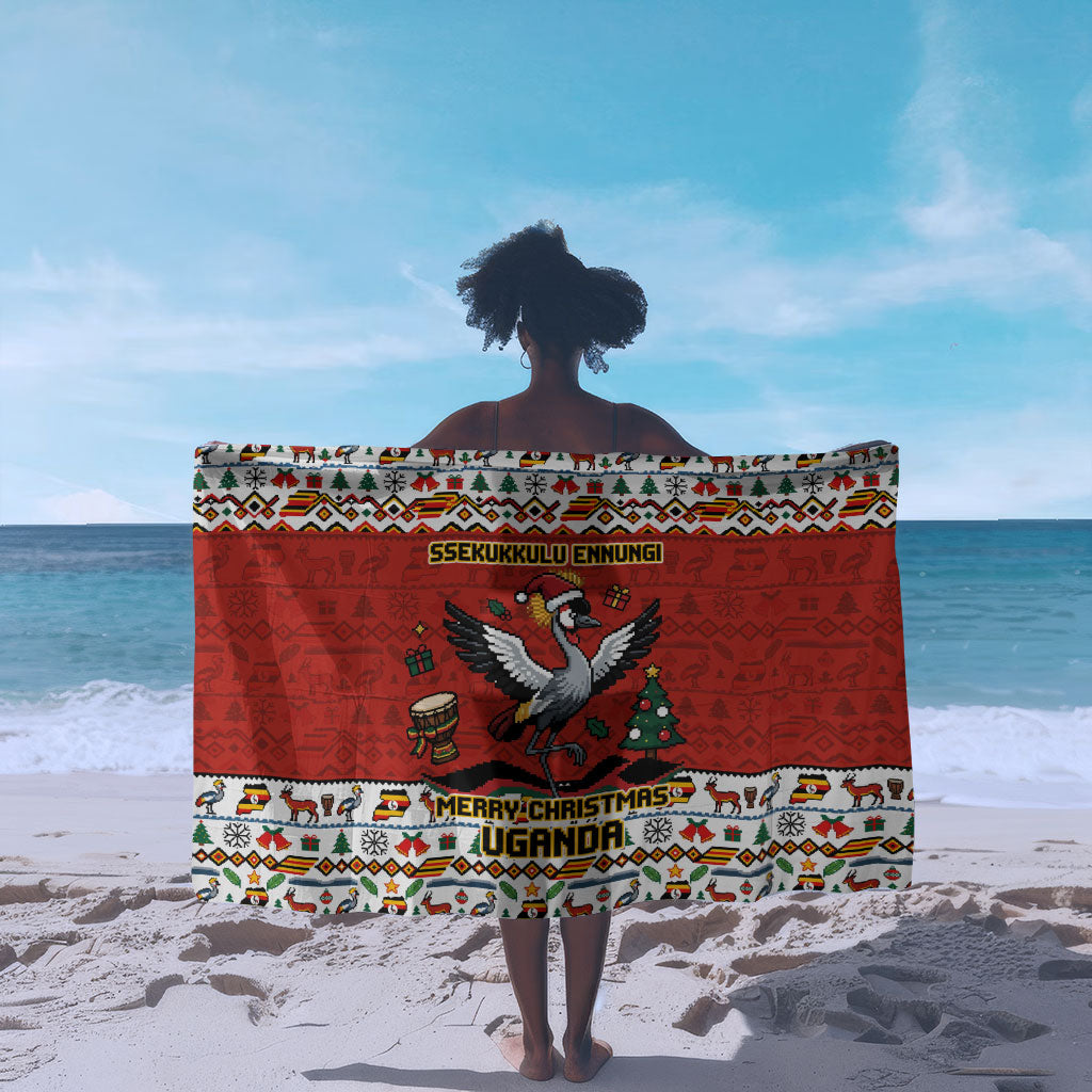 Uganda Christmas Crested Crane Sarong Ugandan Kob - Map Flag - Ssekukkulu Ennungi - Ugly Pixel Art