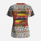 Uganda Christmas Crested Crane Scrub Top Ugandan Kob - Map Flag - Ssekukkulu Ennungi - Ugly Pixel Art