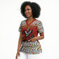 Uganda Christmas Crested Crane Scrub Top Ugandan Kob - Map Flag - Ssekukkulu Ennungi - Ugly Pixel Art