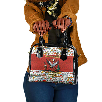 Uganda Christmas Crested Crane Shoulder Handbag Ugandan Kob - Map Flag - Ssekukkulu Ennungi - Ugly Pixel Art