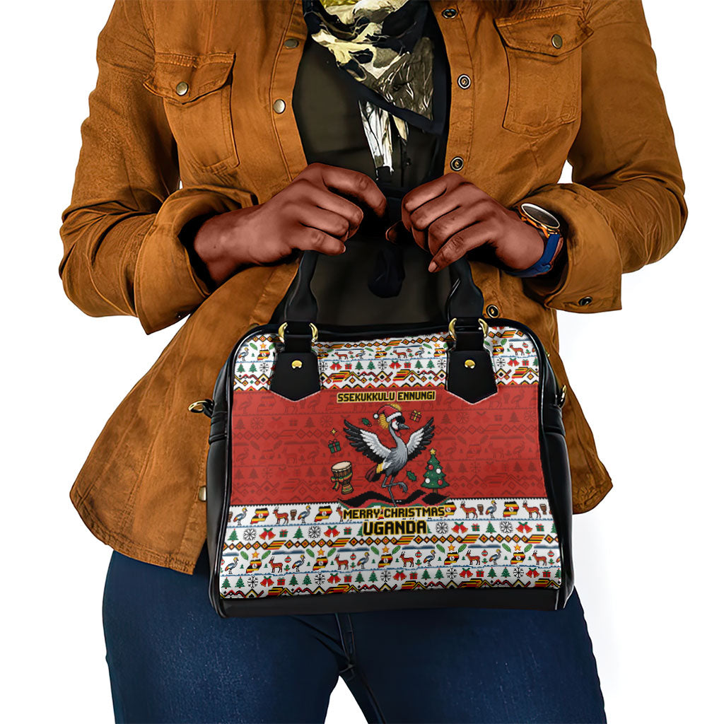 Uganda Christmas Crested Crane Shoulder Handbag Ugandan Kob - Map Flag - Ssekukkulu Ennungi - Ugly Pixel Art