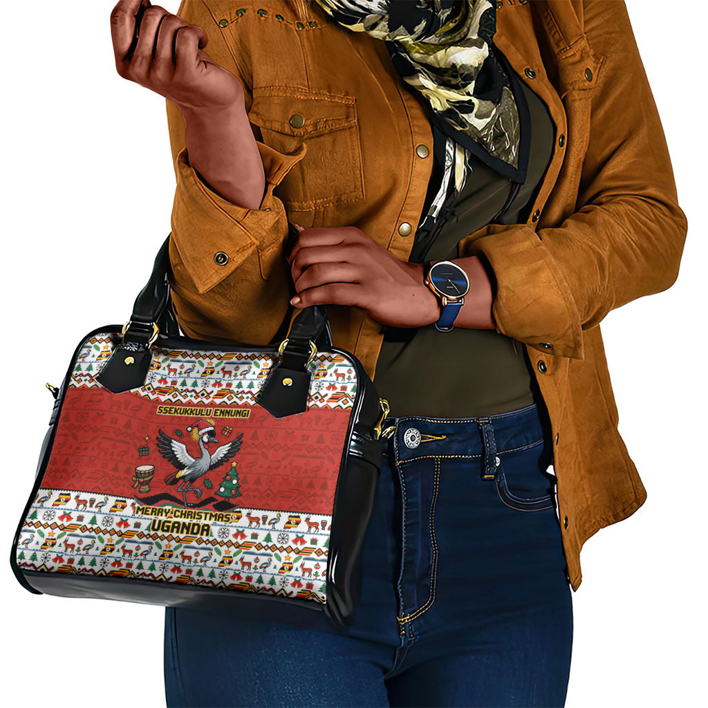 Uganda Christmas Crested Crane Shoulder Handbag Ugandan Kob - Map Flag - Ssekukkulu Ennungi - Ugly Pixel Art