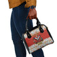 Uganda Christmas Crested Crane Shoulder Handbag Ugandan Kob - Map Flag - Ssekukkulu Ennungi - Ugly Pixel Art