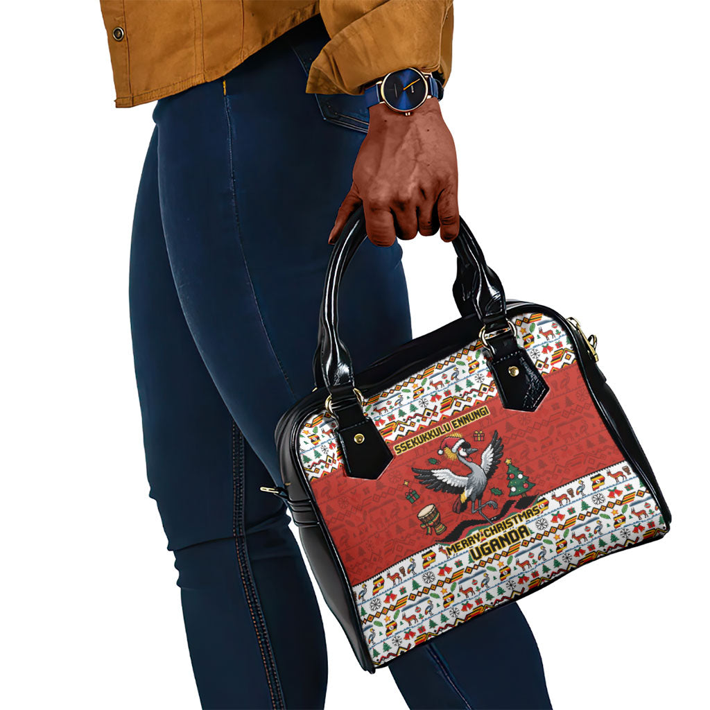 Uganda Christmas Crested Crane Shoulder Handbag Ugandan Kob - Map Flag - Ssekukkulu Ennungi - Ugly Pixel Art