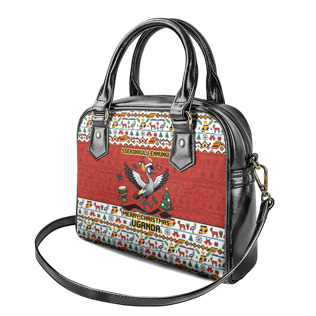 Uganda Christmas Crested Crane Shoulder Handbag Ugandan Kob - Map Flag - Ssekukkulu Ennungi - Ugly Pixel Art