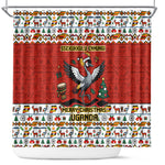 Uganda Christmas Crested Crane Shower Curtain Ugandan Kob - Map Flag - Ssekukkulu Ennungi - Ugly Pixel Art
