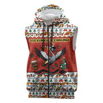 Uganda Christmas Crested Crane Sleeveless Zip Hoodie Ugandan Kob - Map Flag - Ssekukkulu Ennungi - Ugly Pixel Art