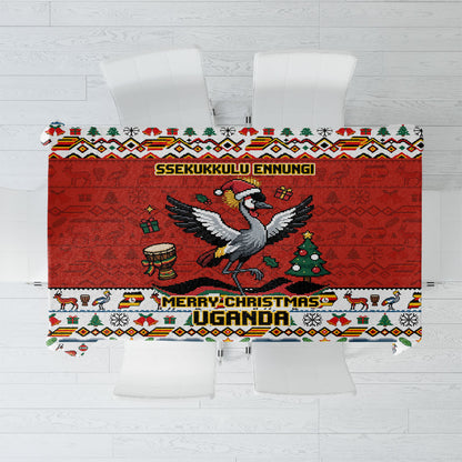 Uganda Christmas Crested Crane Tablecloth Ugandan Kob - Map Flag - Ssekukkulu Ennungi - Ugly Pixel Art