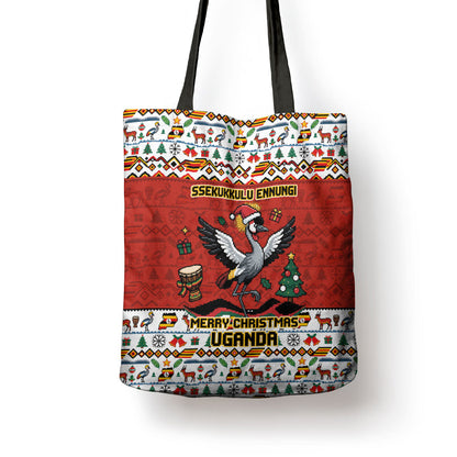 Uganda Christmas Crested Crane Tote Bag Ugandan Kob - Map Flag - Ssekukkulu Ennungi - Ugly Pixel Art