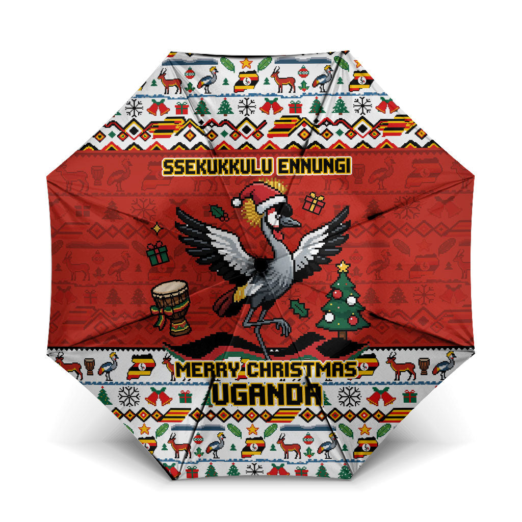 Uganda Christmas Crested Crane Umbrella Ugandan Kob - Map Flag - Ssekukkulu Ennungi - Ugly Pixel Art