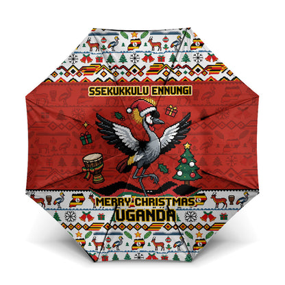 Uganda Christmas Crested Crane Umbrella Ugandan Kob - Map Flag - Ssekukkulu Ennungi - Ugly Pixel Art