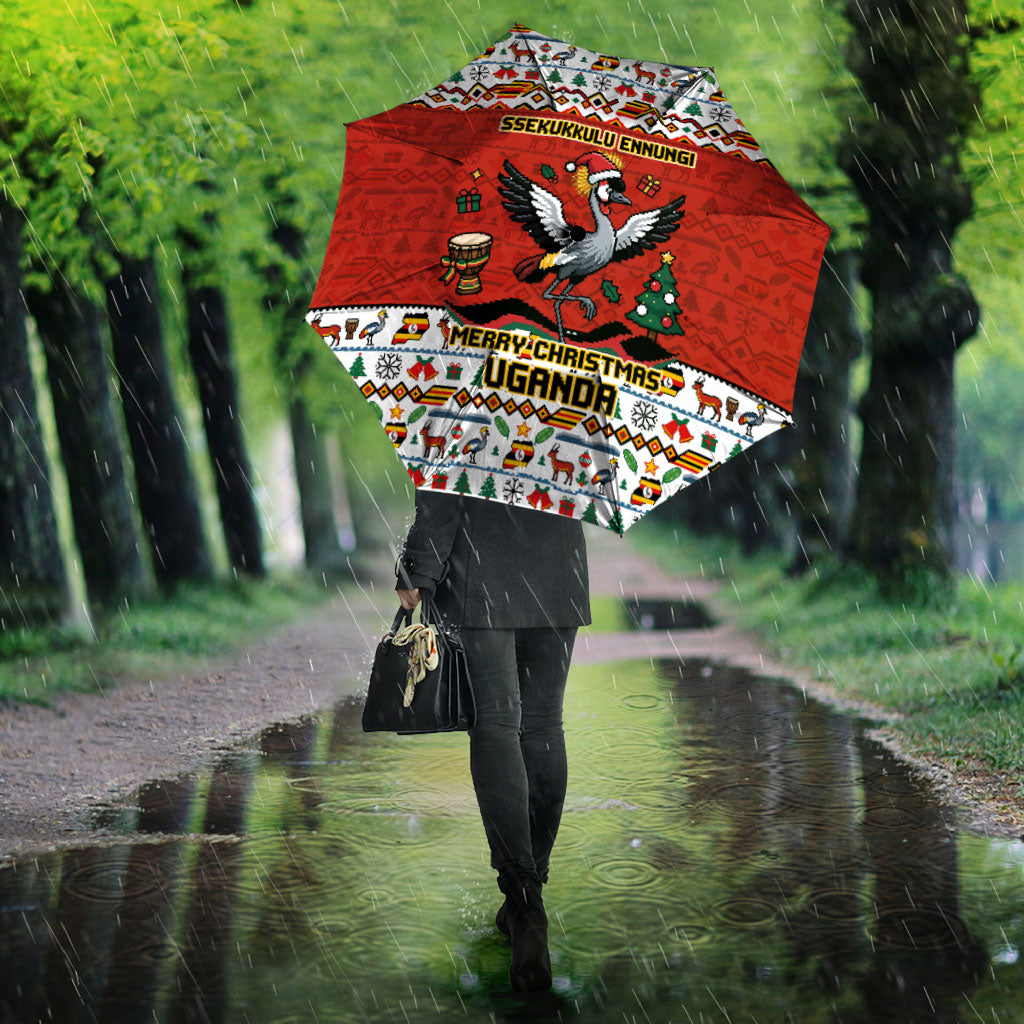 Uganda Christmas Crested Crane Umbrella Ugandan Kob - Map Flag - Ssekukkulu Ennungi - Ugly Pixel Art