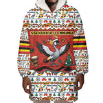 Uganda Christmas Crested Crane Wearable Blanket Hoodie Ugandan Kob - Map Flag - Ssekukkulu Ennungi - Ugly Pixel Art