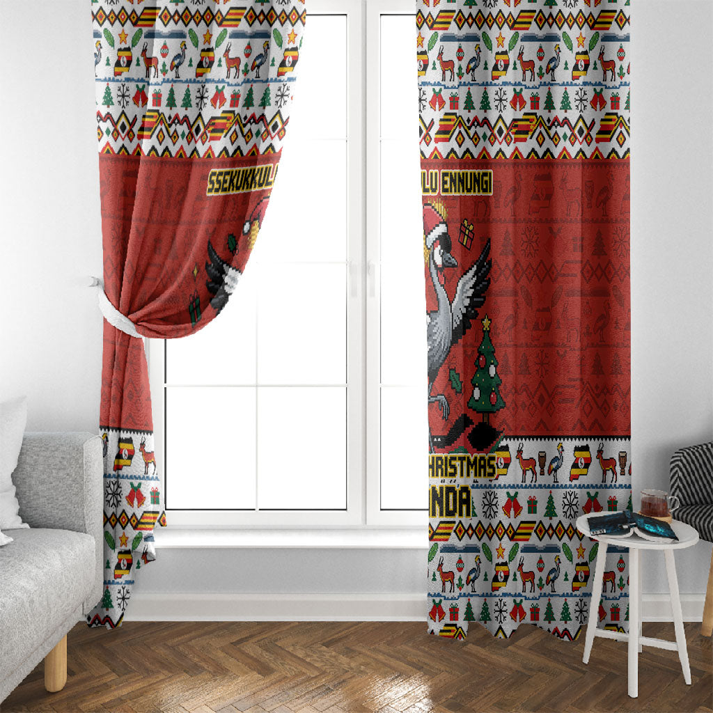 Uganda Christmas Crested Crane Window Curtain Ugandan Kob - Map Flag - Ssekukkulu Ennungi - Ugly Pixel Art