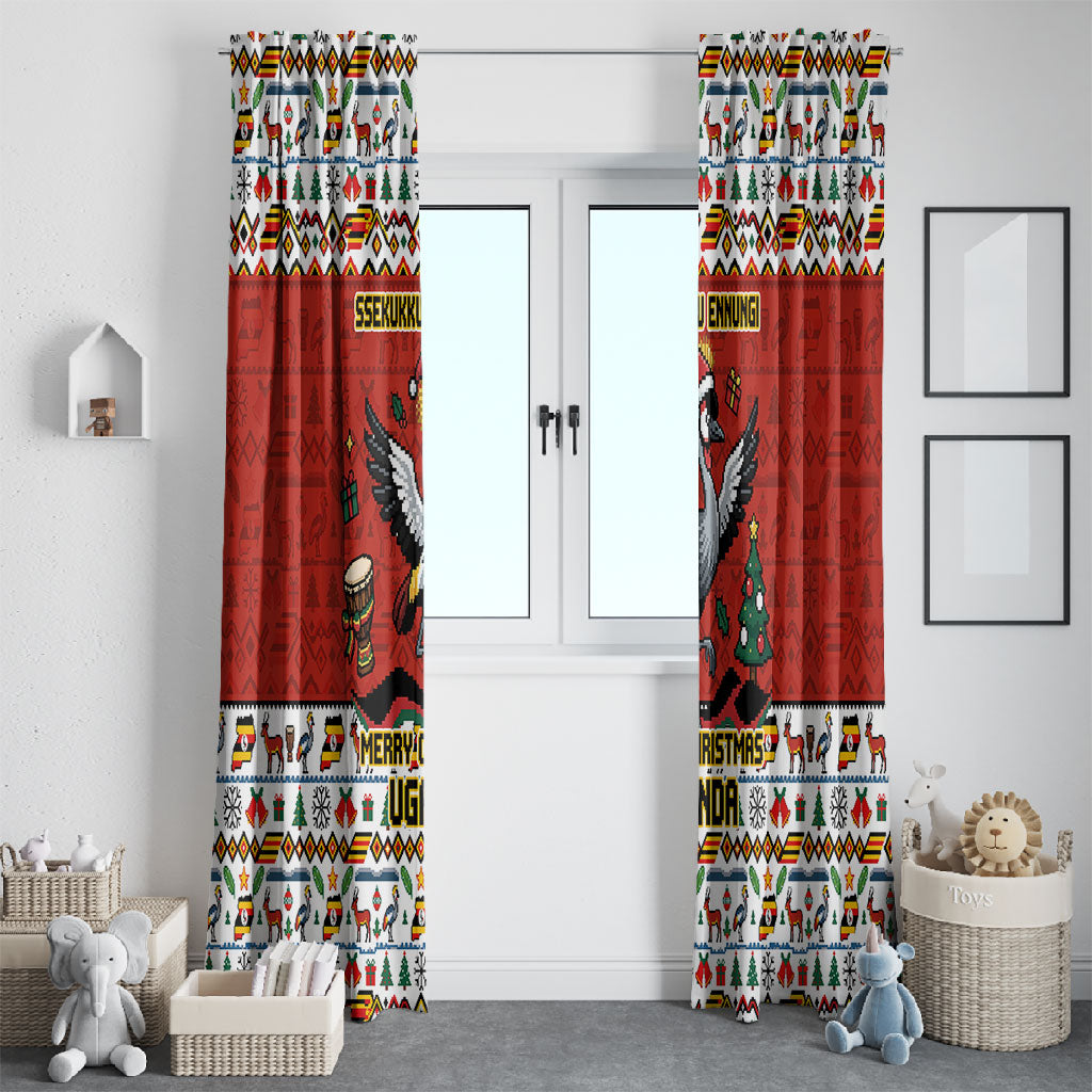 Uganda Christmas Crested Crane Window Curtain Ugandan Kob - Map Flag - Ssekukkulu Ennungi - Ugly Pixel Art