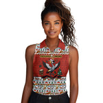 Uganda Christmas Crested Crane Women Sleeveless Polo Shirt Ugandan Kob - Map Flag - Ssekukkulu Ennungi - Ugly Pixel Art