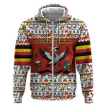 Uganda Christmas Crested Crane Zip Hoodie Ugandan Kob - Map Flag - Ssekukkulu Ennungi - Ugly Pixel Art