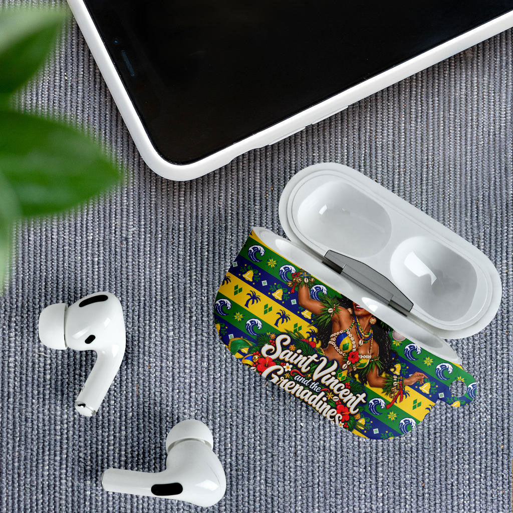 Saint Vincent And The Grenadines Christmas AirPods Case Caribbean Island Girl Dancer Tropical Winter
