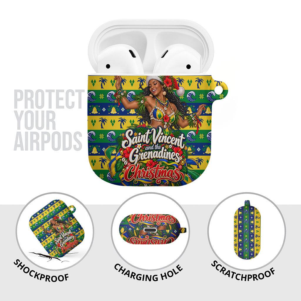 Saint Vincent And The Grenadines Christmas AirPods Case Caribbean Island Girl Dancer Tropical Winter