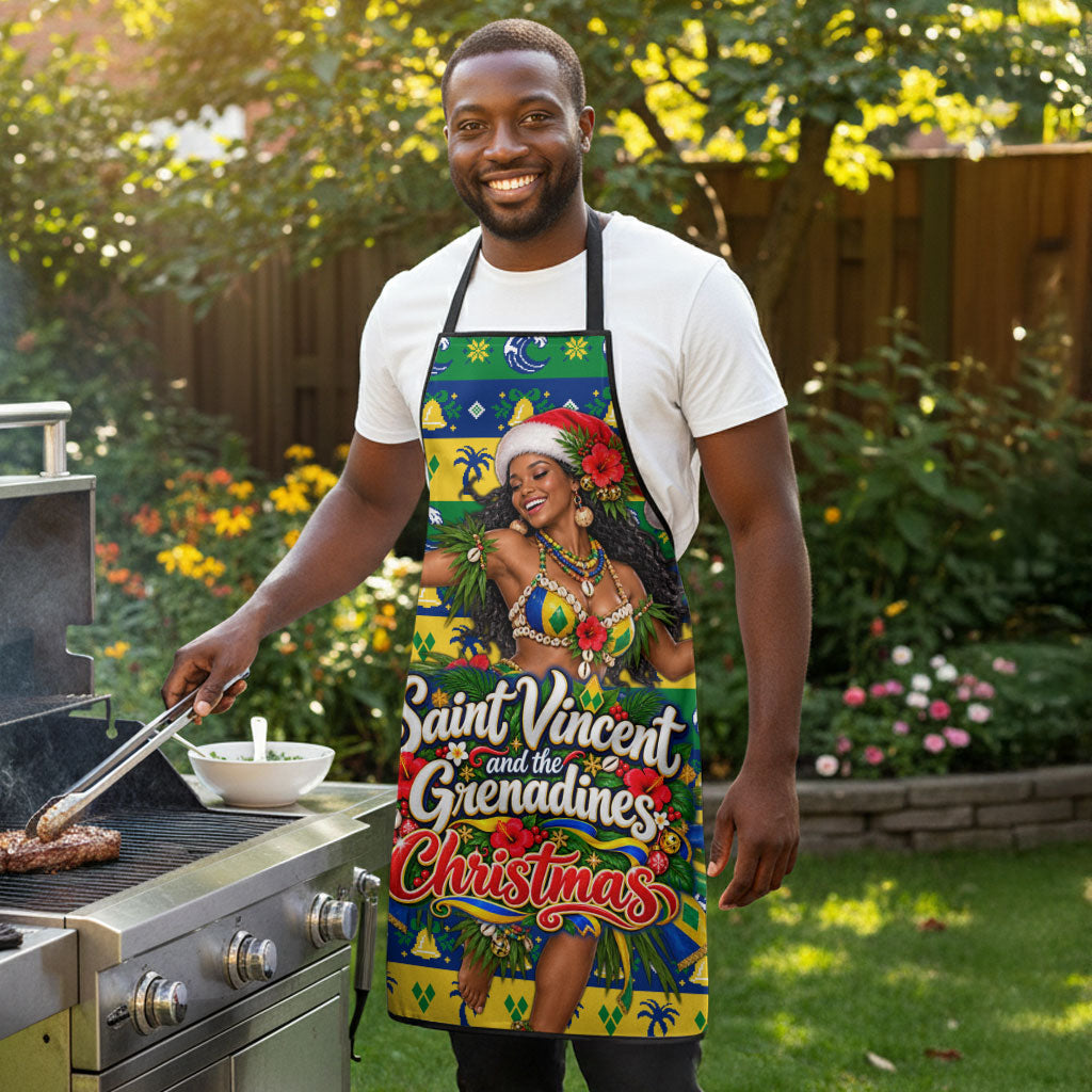 Saint Vincent And The Grenadines Christmas Apron Caribbean Island Girl Dancer Tropical Winter
