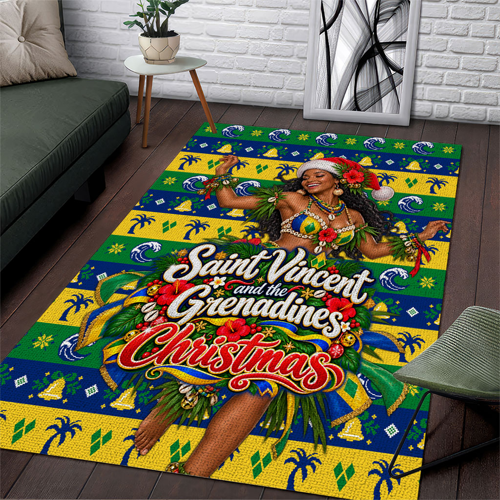 Saint Vincent And The Grenadines Christmas Area Rug Caribbean Island Girl Dancer Tropical Winter