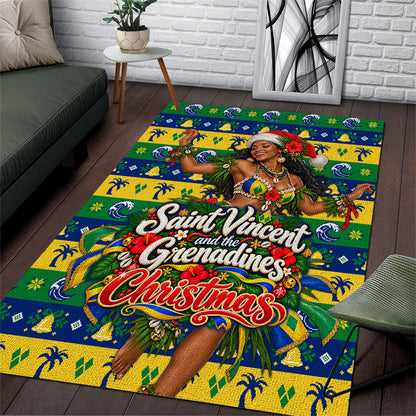 Saint Vincent And The Grenadines Christmas Area Rug Caribbean Island Girl Dancer Tropical Winter