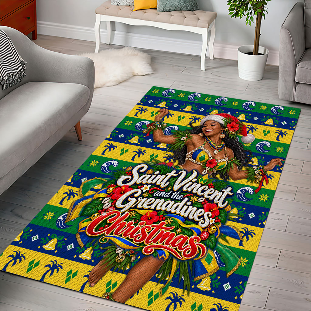 Saint Vincent And The Grenadines Christmas Area Rug Caribbean Island Girl Dancer Tropical Winter