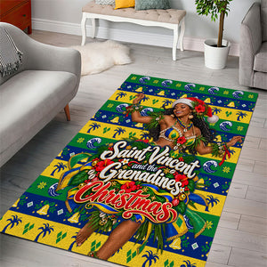Saint Vincent And The Grenadines Christmas Area Rug Caribbean Island Girl Dancer Tropical Winter