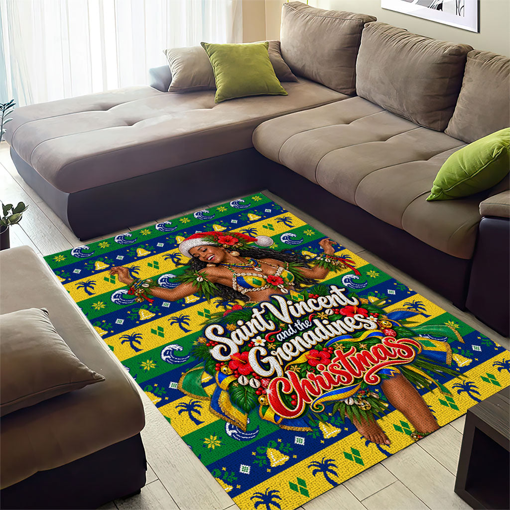 Saint Vincent And The Grenadines Christmas Area Rug Caribbean Island Girl Dancer Tropical Winter