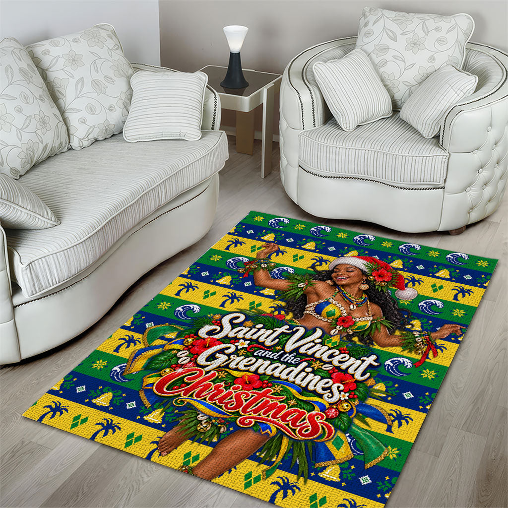 Saint Vincent And The Grenadines Christmas Area Rug Caribbean Island Girl Dancer Tropical Winter