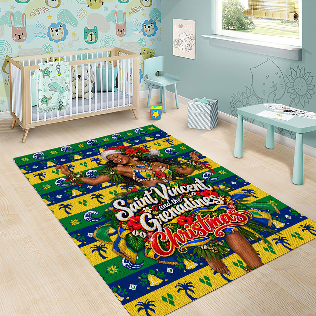 Saint Vincent And The Grenadines Christmas Area Rug Caribbean Island Girl Dancer Tropical Winter