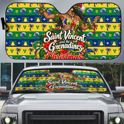 Saint Vincent And The Grenadines Christmas Auto Sun Shade Caribbean Island Girl Dancer Tropical Winter