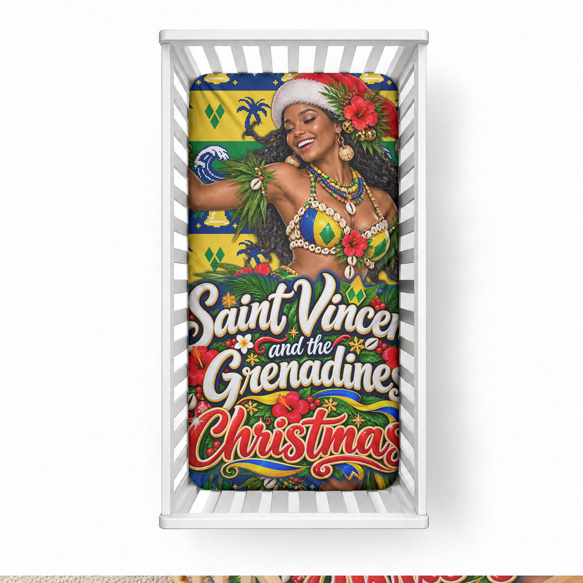 Saint Vincent And The Grenadines Christmas Baby Bed Cover Caribbean Island Girl Dancer Tropical Winter