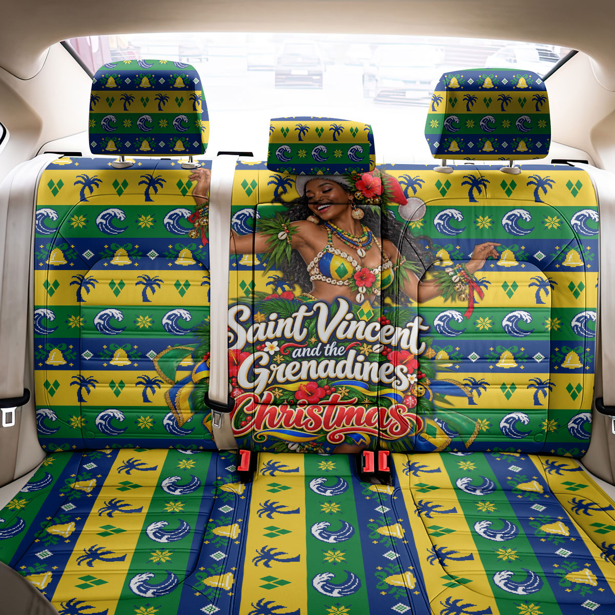 Saint Vincent And The Grenadines Christmas Back Car Seat Cover Caribbean Island Girl Dancer Tropical Winter