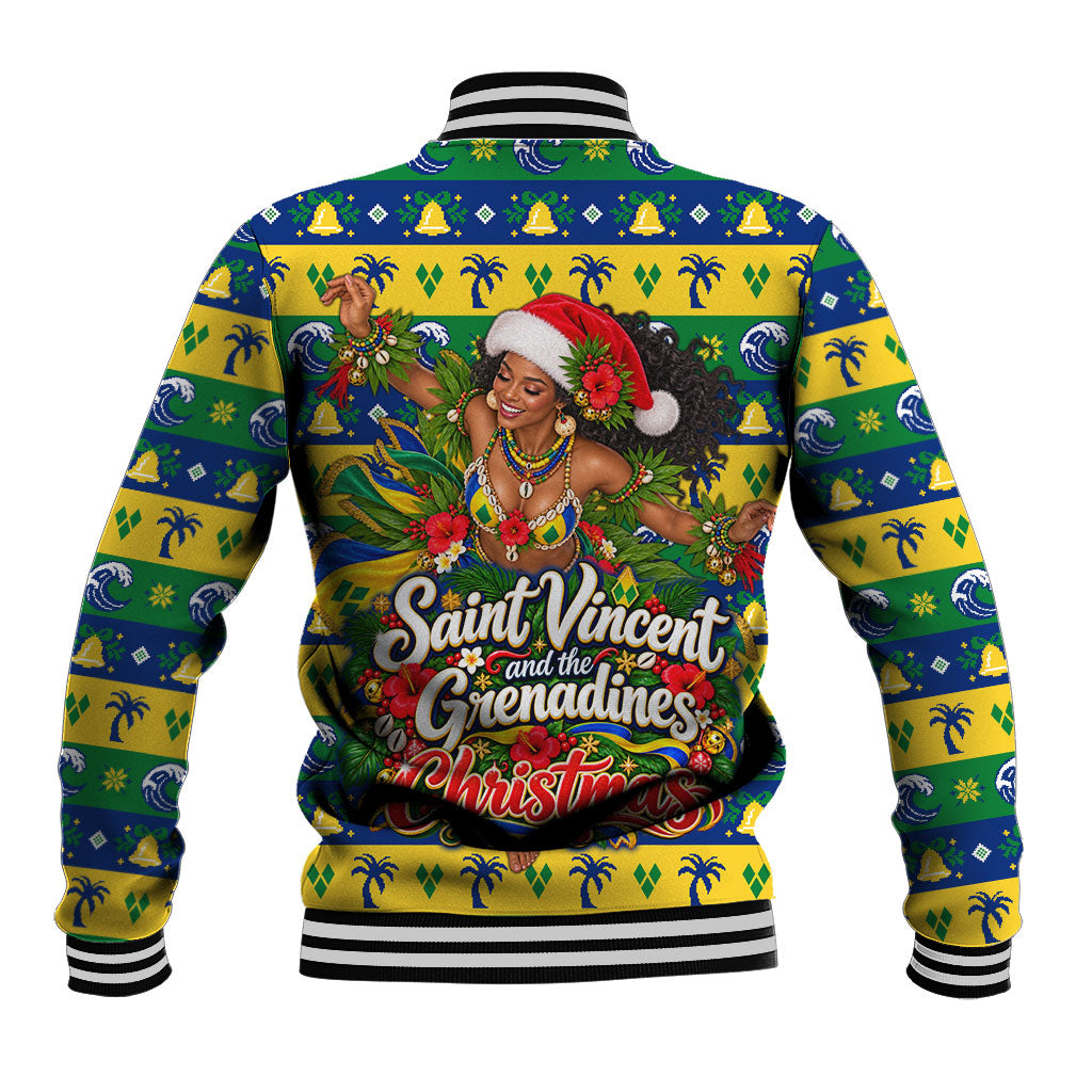 Saint Vincent And The Grenadines Christmas Baseball Jacket Caribbean Island Girl Dancer Tropical Winter